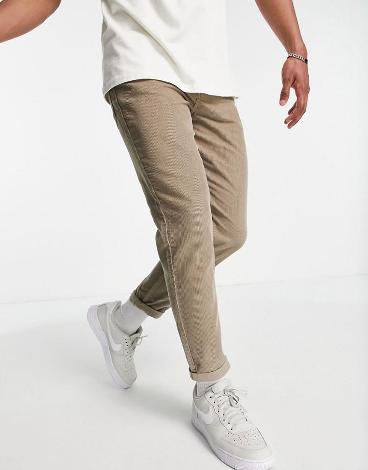 New Look Tapered Corduroy Pants In Tan-brown