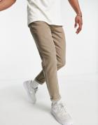 New Look Tapered Corduroy Pants In Tan-brown