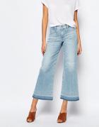 A-gold-e June Cropped Wide Leg Jeans With Raw Hem - Blue