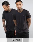 Armani Jeans 2 Pack T-shirt V-neck Regular Fit Black/black - Black