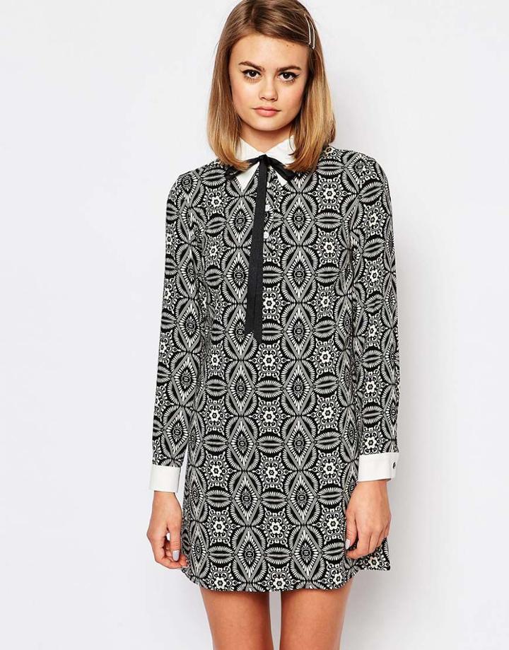 Reclaimed Vintage X Liquid Lunch Shift Dress With Collar Detail - Multi
