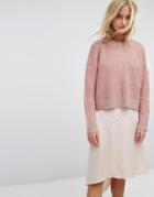 All Saints Ade Cropped Fluffy Sweater - Pink