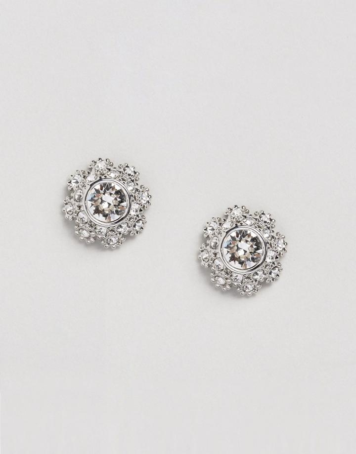 Ted Baker Seraa Silver Crystal Daisy Lace Stud Earrings - Silver