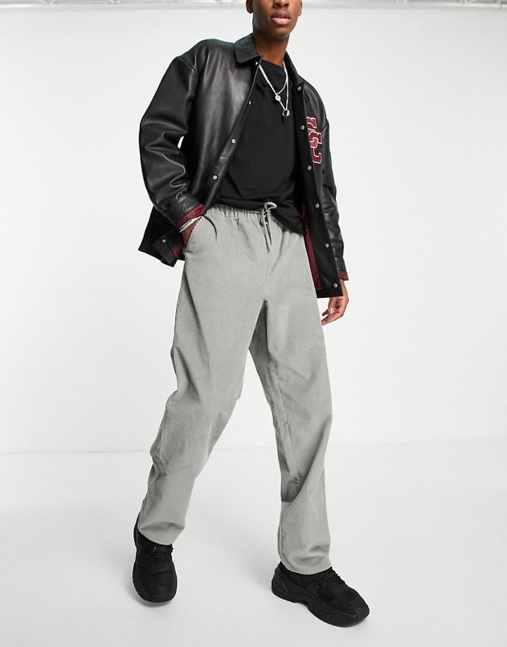 Asos Design Baggy Cord Pants In Green