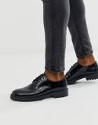 Office Chunky Lace Up Shoe In High Shine Black