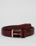 River Island Belt With Monogram In Burgundy - Red