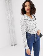 Only Floral Print Western Shirt-cream