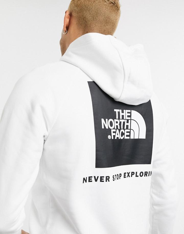 The North Face Raglan Red Box Hoodie In White