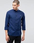 Fred Perry Shirt In Gingham Twill In Cobalt In Slim Fit - Blue