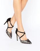 Dune Cordelia Lace Cross Strap Heeled Shoes - Multi