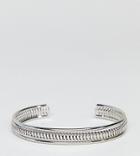Asos Design Curve Exclusive Thick Textured Cuff Bracelet - Silver