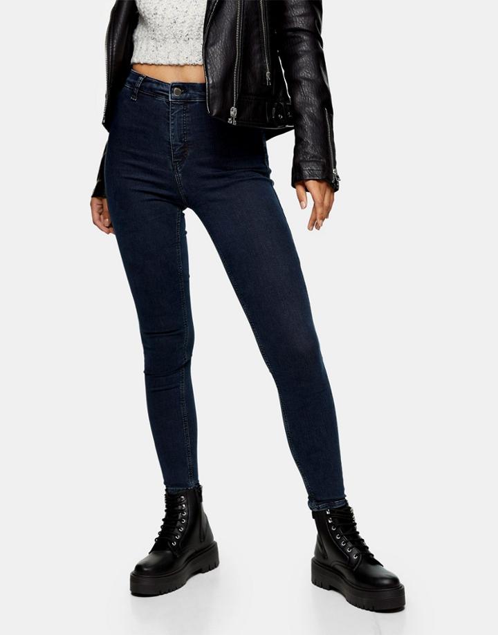 Topshop Joni Skinny Jeans In Blue Black