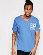 Firetrap Ribbed V-neck T-shirt - Blue