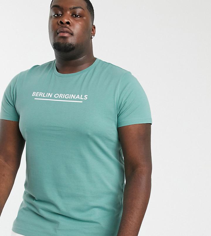 Asos Design Plus T-shirt With City Text Print - Blue