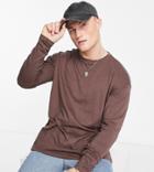 New Look Long Sleeve Oversized T-shirt In Mid Brown