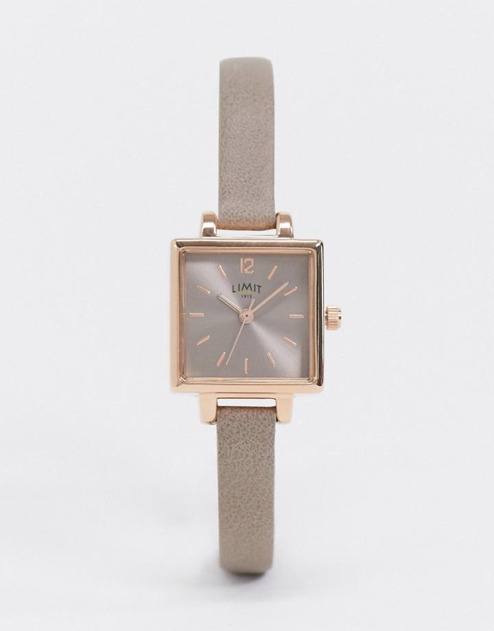 Limit Square Dial Faux Leather Watch In Tan-brown