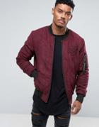 Siksilk Bomber Jacket In Burgundy Faux Suede - Red