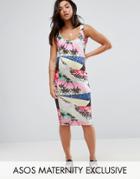 Asos Maternity Bodycon Dress In Mixed Print - Multi