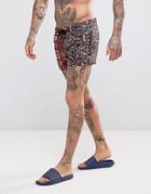 Asos Swim Shorts With Contrast Carpet Print In Super Short Length - Multi