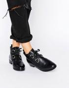 Asos Andrea Leather Lace Up Boots - Black