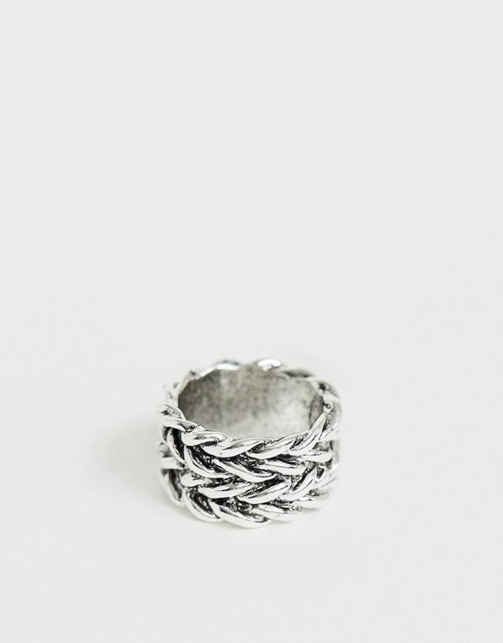 Designb Woven Metal Ring In Silver - Silver