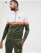 Gym King Muscle Retro Track Top In Khaki-green