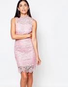 Club L Sleeveless Crochet Dress With Cut Out Back Detail - Pink