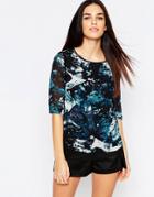 Sugarhill Boutique Evie Top In Icey Print - Teal