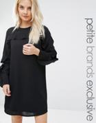 Fashion Union Petite Wescot Ruffle Sleeve Shift Dress - Black