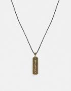 Asos Rope Necklace With Geo-tribal Pendant - Burnished Gold