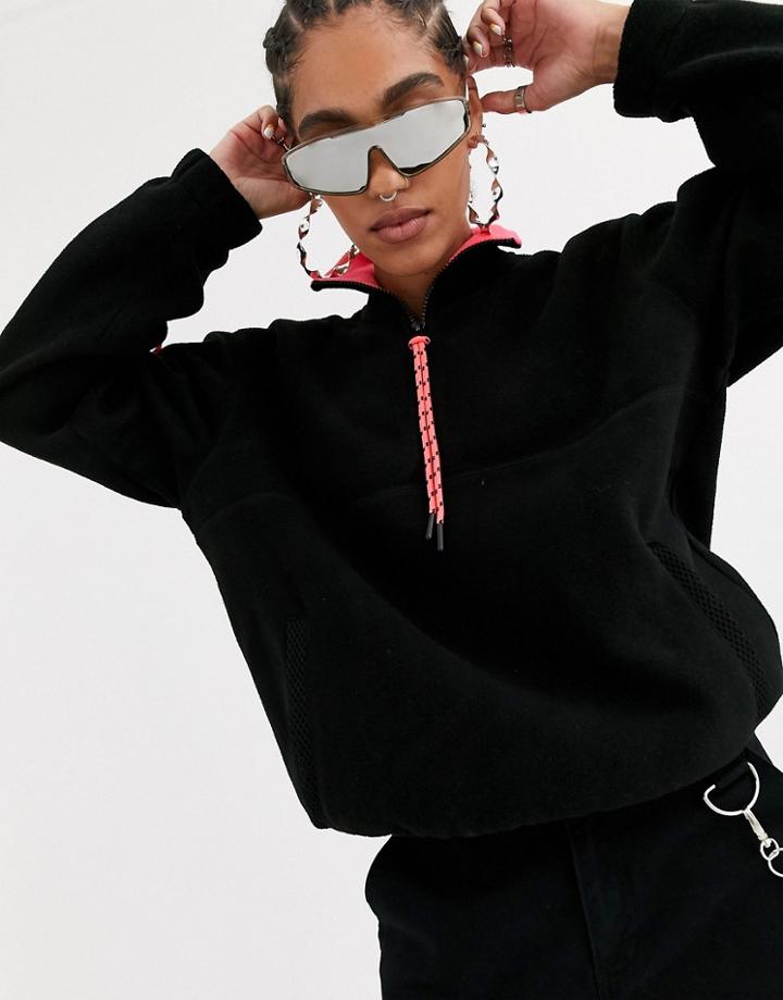 Asos Design Oversized Fleece Jacket With Fluro Trims