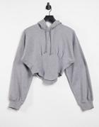 Asos 4505 Cropped Hoodie With Corset Detail-grey