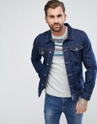 Pull & Bear Denim Jacket In Dark Blue - Blue