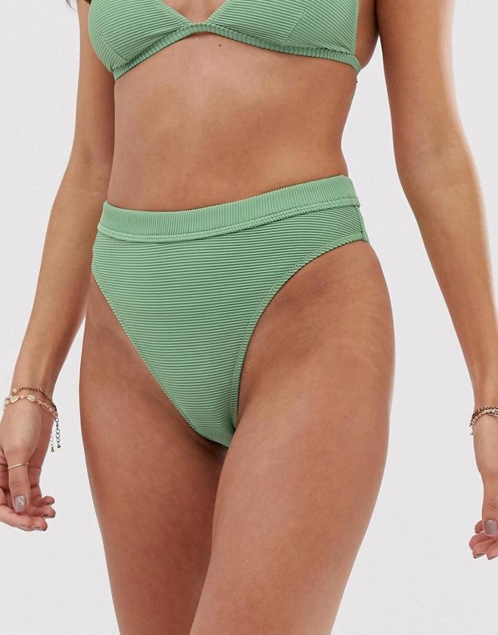 Rhythm Palm Springs Xanadu Bikini Bottom In Textured Khaki-green