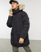Pull & Bear Parka Jacket With Hood In Black