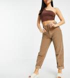Asos Design Petite High Rise 'slouchy' Mom Jeans In Biscuit Cord-brown