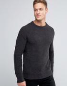 Jack & Jones Premium Slim Ribbed Sweater - Gray