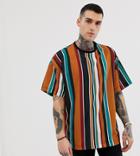 Reclaimed Vintage Inspired Wide Stripe Woven T-shirt - Multi