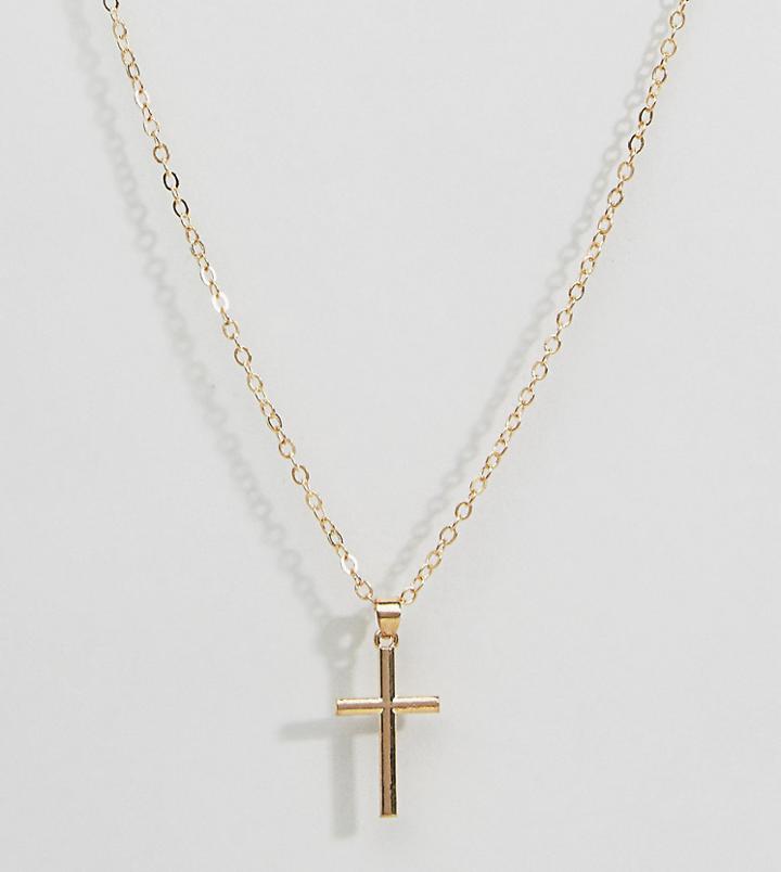 Reclaimed Vintage Inspired Mini Cross Pendant Necklace - Gold
