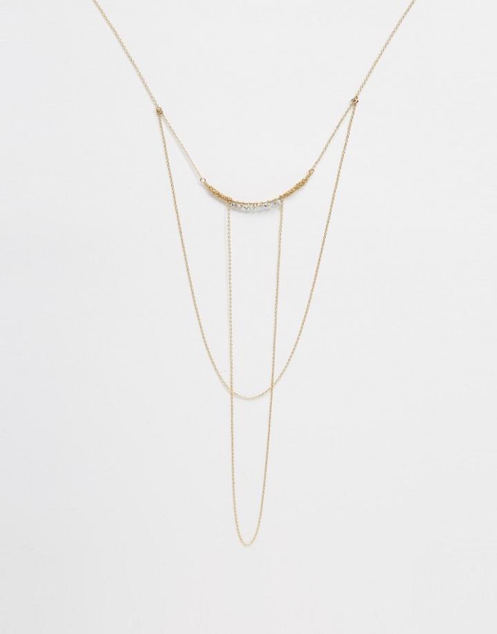 Orelia Chain Wrap Bar Drape Necklace - Gold