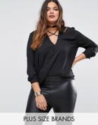 Missguided Cross Front Blouse - Black