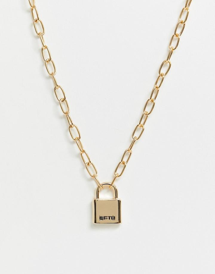 Wftw Padlock Necklace In Gold