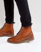 Base London Hurst Leather Brogue Boots In Tan - Tan