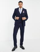 Harry Brown Wedding Slim Fit Tweed Wool Mix Suit Pants-blue