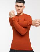 Asos 4505 Baselayer Long Sleeve T-shirt In Recycled Polyester-orange