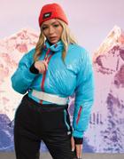 Asos 4505 Ski Funnel Neck Ski Crop Jacket With Belt-blues