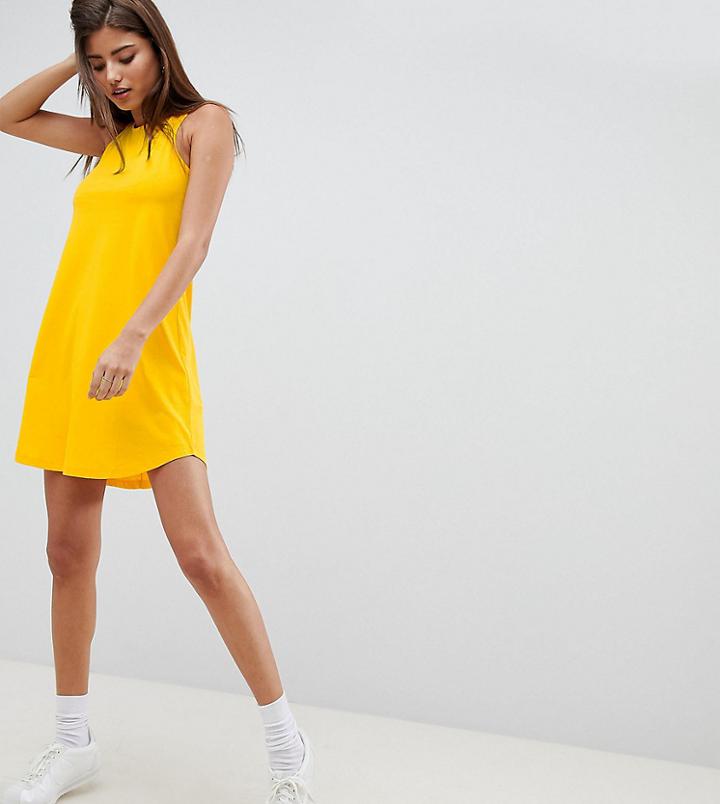Noisy May Lace Up Swing Dress - Yellow