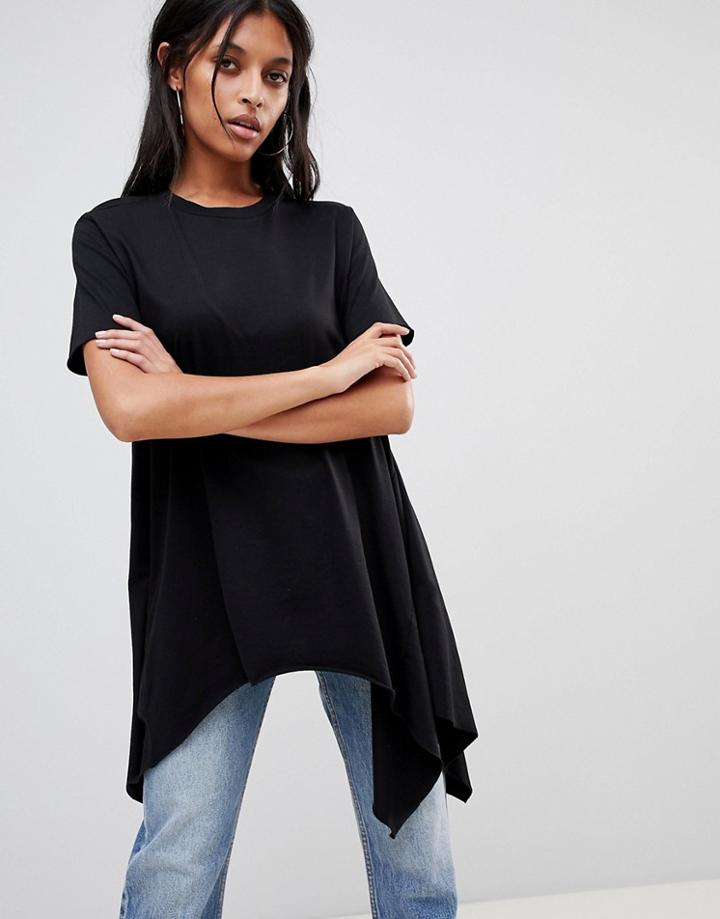 Asos T-shirt With Handkerchief Hem - Multi