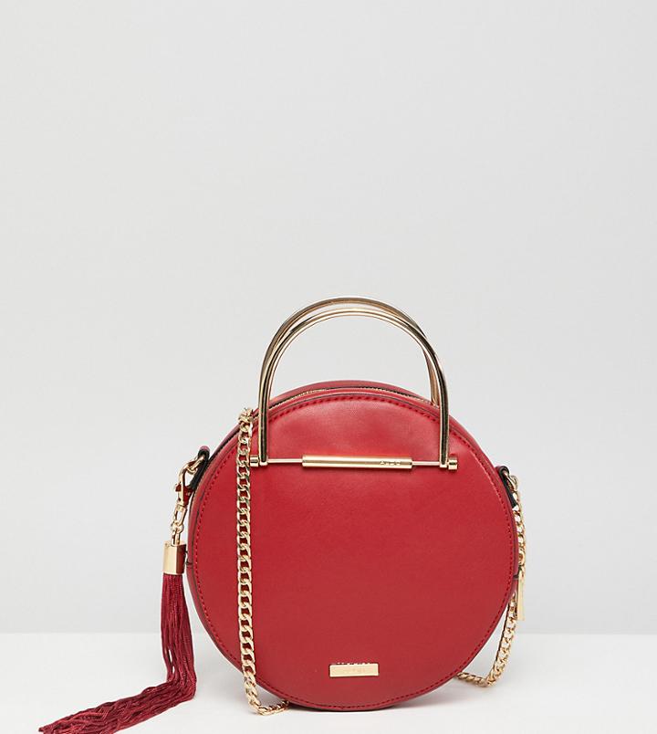Aldo Circle Crossbody Bag With Gold Top Handle In Red - Red