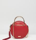 Aldo Circle Crossbody Bag With Gold Top Handle In Red - Red